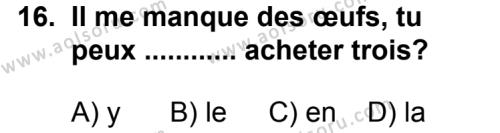 Seçmeli Yabancı Dil Fransızca 8 Dersi 2013-2014 Yılı 2. Dönem Sınavı 16. Soru