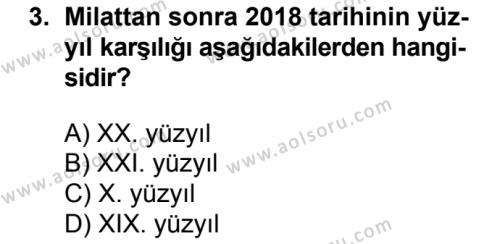 Tarih 1 Dersi 2018 - 2019 Yılı 1. Dönem Sınav Soruları 3. Soru