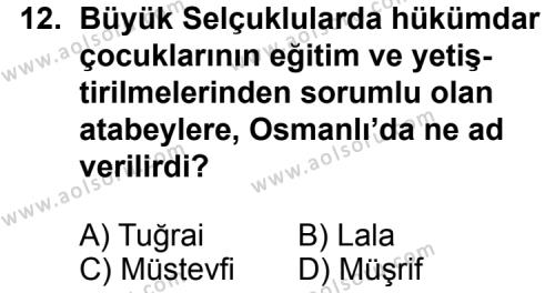 Tarih 2 Dersi 2013-2014 Yılı 3. Dönem Sınavı 12. Soru