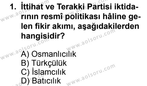 T.C. İnklap Tarihi ve Atatürkçülük 1 Dersi 2011 - 2012 Yılı 2. Dönem Sınav Soruları 1. Soru