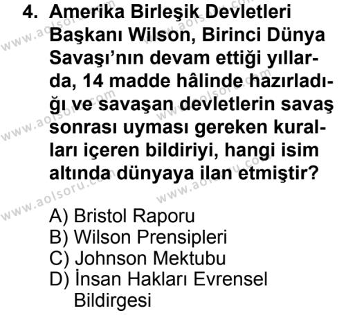 T.C. İnklap Tarihi ve Atatürkçülük 1 Dersi 2011 - 2012 Yılı 3. Dönem Sınav Soruları 4. Soru