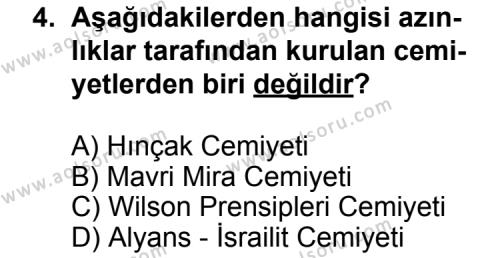 T.C. İnklap Tarihi ve Atatürkçülük 1 Dersi 2011 - 2012 Yılı Ek Sınav Soruları 4. Soru