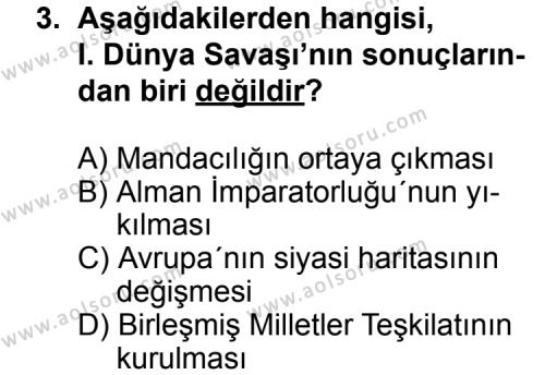 T.C. İnklap Tarihi ve Atatürkçülük 1 Dersi 2012 - 2013 Yılı 2. Dönem Sınav Soruları 3. Soru