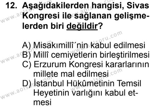 T.C. İnklap Tarihi ve Atatürkçülük 1 Dersi 2012-2013 Yılı 2. Dönem Sınavı 12. Soru