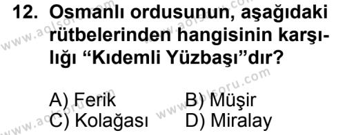 T.C. İnklap Tarihi ve Atatürkçülük 1 Dersi 2013-2014 Yılı 1. Dönem Sınavı 12. Soru