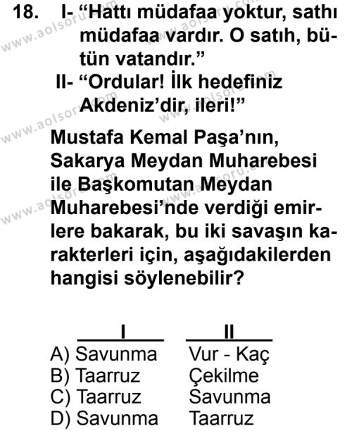 T.C. İnklap Tarihi ve Atatürkçülük 1 Dersi 2013-2014 Yılı 2. Dönem Sınavı 18. Soru