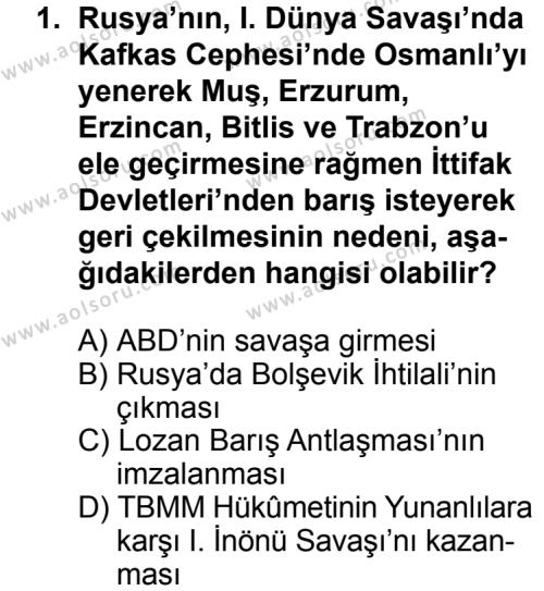 T.C. İnklap Tarihi ve Atatürkçülük 1 Dersi 2013 - 2014 Yılı 3. Dönem Sınav Soruları 1. Soru