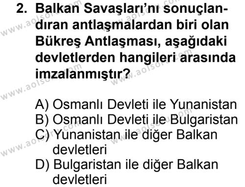 T.C. İnklap Tarihi ve Atatürkçülük 1 Dersi 2013 - 2014 Yılı 3. Dönem Sınav Soruları 2. Soru