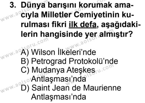 T.C. İnklap Tarihi ve Atatürkçülük 1 Dersi 2013 - 2014 Yılı 3. Dönem Sınav Soruları 3. Soru