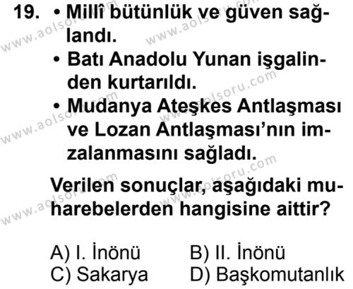 T.C. İnklap Tarihi ve Atatürkçülük 1 Dersi 2013-2014 Yılı 3. Dönem Sınavı 19. Soru