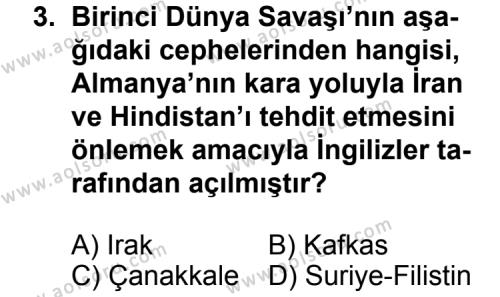 T.C. İnklap Tarihi ve Atatürkçülük 1 Dersi 2014 - 2015 Yılı 2. Dönem Sınav Soruları 3. Soru