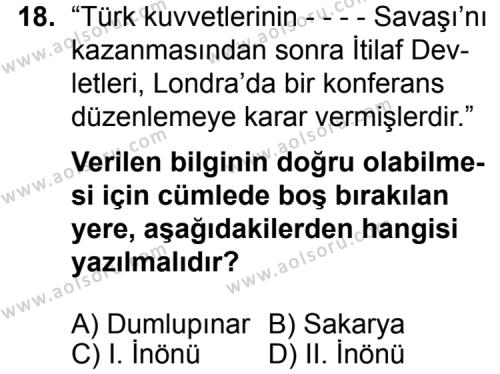 T.C. İnklap Tarihi ve Atatürkçülük 1 Dersi 2014-2015 Yılı 2. Dönem Sınavı 18. Soru