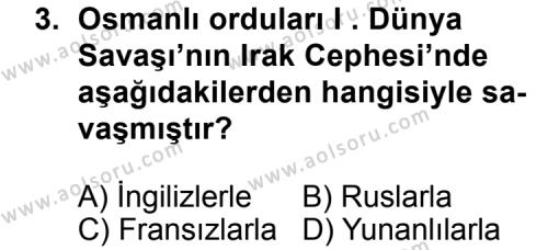 T.C. İnklap Tarihi ve Atatürkçülük 1 Dersi 2014 - 2015 Yılı 3. Dönem Sınav Soruları 3. Soru