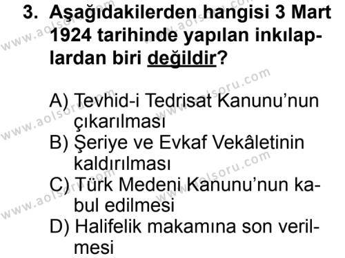 T.C. İnklap Tarihi ve Atatürkçülük 2 Dersi 2011 - 2012 Yılı 2. Dönem Sınav Soruları 3. Soru