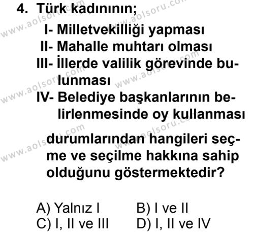 T.C. İnklap Tarihi ve Atatürkçülük 2 Dersi 2011 - 2012 Yılı 2. Dönem Sınav Soruları 4. Soru