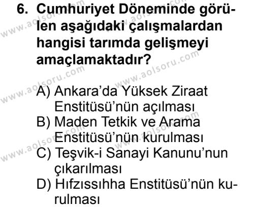 T.C. İnklap Tarihi ve Atatürkçülük 2 Dersi 2011-2012 Yılı 2. Dönem Sınavı 6. Soru