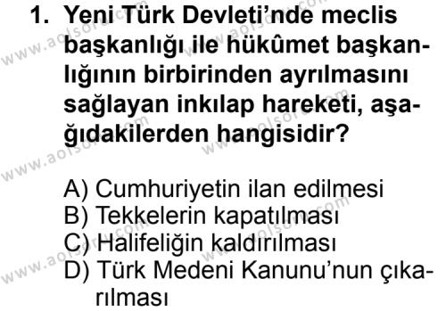 T.C. İnklap Tarihi ve Atatürkçülük 2 Dersi 2012 - 2013 Yılı 1. Dönem Sınav Soruları 1. Soru