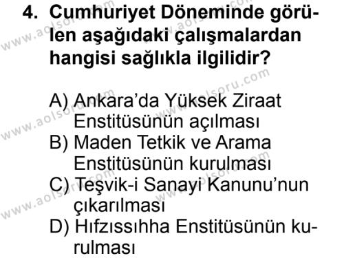 T.C. İnklap Tarihi ve Atatürkçülük 2 Dersi 2012 - 2013 Yılı 1. Dönem Sınav Soruları 4. Soru