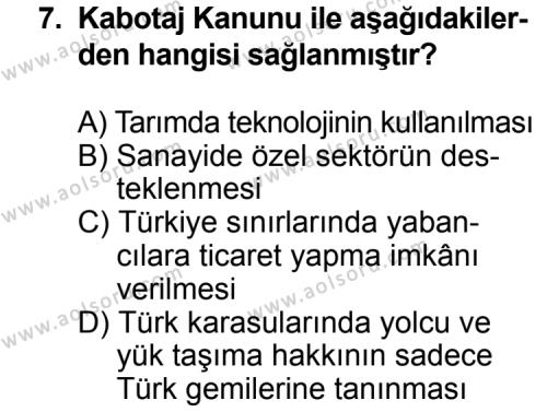 T.C. İnklap Tarihi ve Atatürkçülük 2 Dersi 2012-2013 Yılı 2. Dönem Sınavı 7. Soru