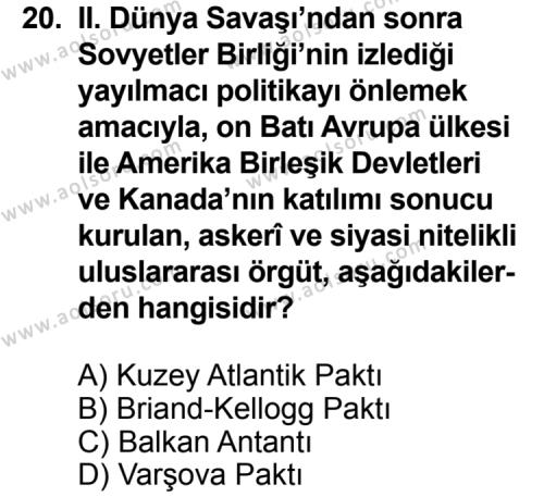 T.C. İnklap Tarihi ve Atatürkçülük 2 Dersi 2012-2013 Yılı 2. Dönem Sınavı 20. Soru