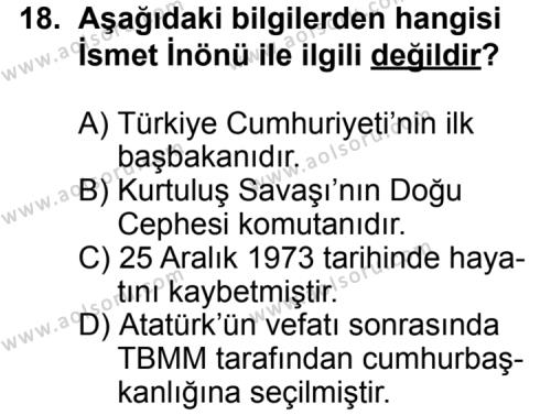 T.C. İnklap Tarihi ve Atatürkçülük 2 Dersi 2013-2014 Yılı 1. Dönem Sınavı 18. Soru