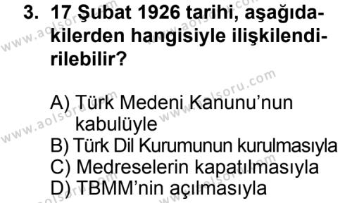 T.C. İnklap Tarihi ve Atatürkçülük 2 Dersi 2014-2015 Yılı 2. Dönem Sınavı 3. Soru
