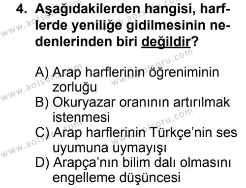 T.C. İnklap Tarihi ve Atatürkçülük 2 Dersi 2014 - 2015 Yılı 2. Dönem Sınav Soruları 4. Soru