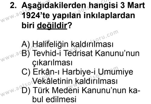 T.C. İnklap Tarihi ve Atatürkçülük 2 Dersi 2014 - 2015 Yılı 3. Dönem Sınav Soruları 2. Soru