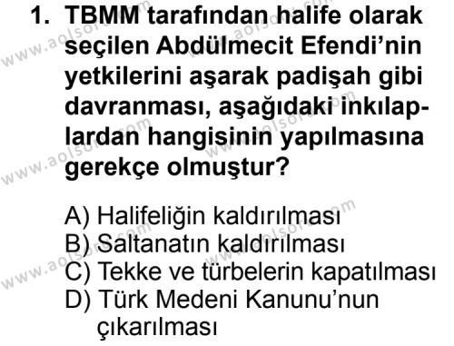 T.C. İnklap Tarihi ve Atatürkçülük 2 Dersi 2014 - 2015 Yılı Ek Sınav Soruları 1. Soru