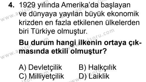 T.C. İnklap Tarihi ve Atatürkçülük 2 Dersi 2016 - 2017 Yılı 3. Dönem Sınav Soruları 4. Soru