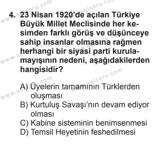 T.C. İnklap Tarihi ve Atatürkçülük 2 Dersi 2016 - 2017 Yılı Ek Sınav Soruları 4. Soru