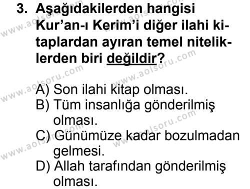 Temel Dini Bilgiler 2 Dersi 2014 - 2015 Yılı 1. Dönem Sınav Soruları 3. Soru