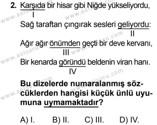 Türk Dili ve Edebiyatı 1 Dersi 2016 - 2017 Yılı 3. Dönem Sınav Soruları 2. Soru