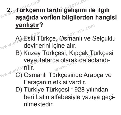 Türk Dili ve Edebiyatı 1 Dersi 2016 - 2017 Yılı Ek Sınav Soruları 2. Soru