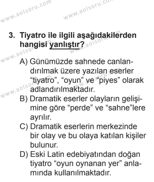 Türk Dili ve Edebiyatı 2 Dersi 2016 - 2017 Yılı Ek Sınav Soruları 3. Soru