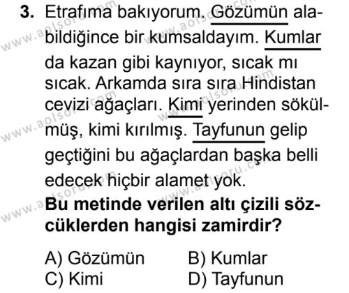 Türk Dili ve Edebiyatı 2 Dersi 2017 - 2018 Yılı 2. Dönem Sınav Soruları 3. Soru