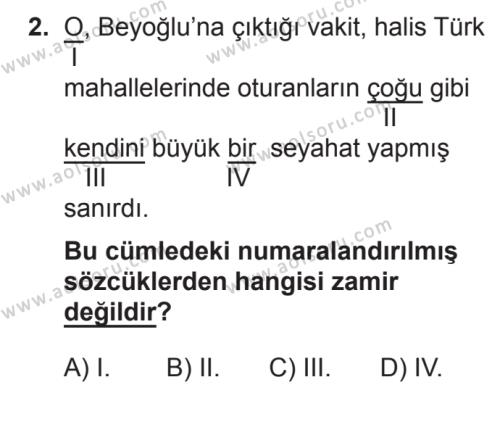 Türk Dili ve Edebiyatı 2 Dersi 2017 - 2018 Yılı 3. Dönem Sınav Soruları 2. Soru