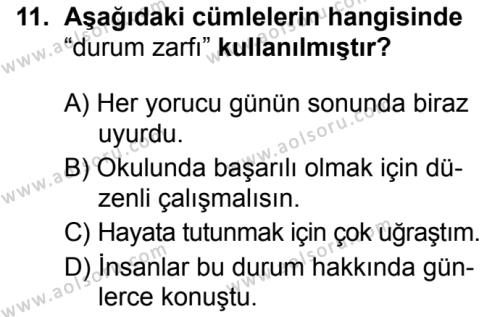 Türk Dili ve Edebiyatı 2 Dersi 2019-2020 Yılı 1. Dönem Sınavı 11. Soru