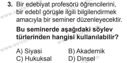 Türk Dili ve Edebiyatı 8 Dersi 2018 - 2019 Yılı 2. Dönem Sınav Soruları 3. Soru