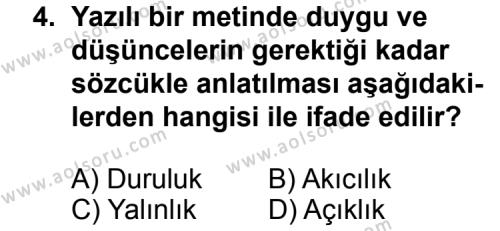 Türk Edebiyatı 1 Dersi 2011 - 2012 Yılı 1. Dönem Sınav Soruları 4. Soru