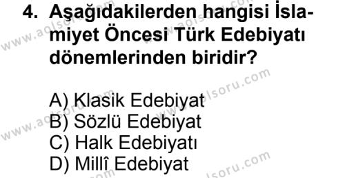 Türk Edebiyatı 1 Dersi 2011 - 2012 Yılı 2. Dönem Sınav Soruları 4. Soru