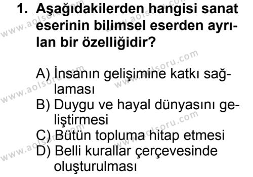 Türk Edebiyatı 1 Dersi 2011 - 2012 Yılı 3. Dönem Sınav Soruları 1. Soru