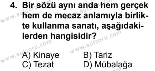Türk Edebiyatı 1 Dersi 2011 - 2012 Yılı Ek Sınav Soruları 4. Soru