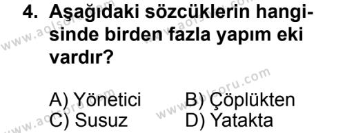 Türk Edebiyatı 1 Dersi 2012 - 2013 Yılı 1. Dönem Sınav Soruları 4. Soru
