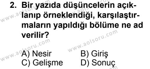 Türk Edebiyatı 1 Dersi 2012 - 2013 Yılı 2. Dönem Sınav Soruları 2. Soru