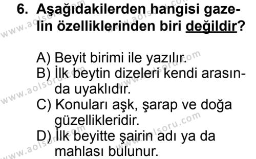 Türk Edebiyatı 1 Dersi 2012-2013 Yılı 2. Dönem Sınavı 6. Soru