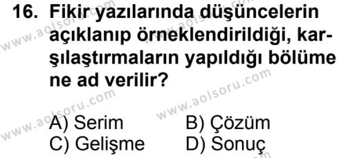 Türk Edebiyatı 1 Dersi 2013-2014 Yılı 2. Dönem Sınavı 16. Soru