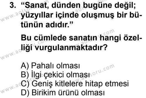 Türk Edebiyatı 1 Dersi 2014 - 2015 Yılı 1. Dönem Sınav Soruları 3. Soru