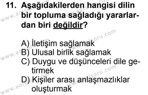 Türk Edebiyatı 1 Dersi 2014-2015 Yılı 1. Dönem Sınavı 11. Soru