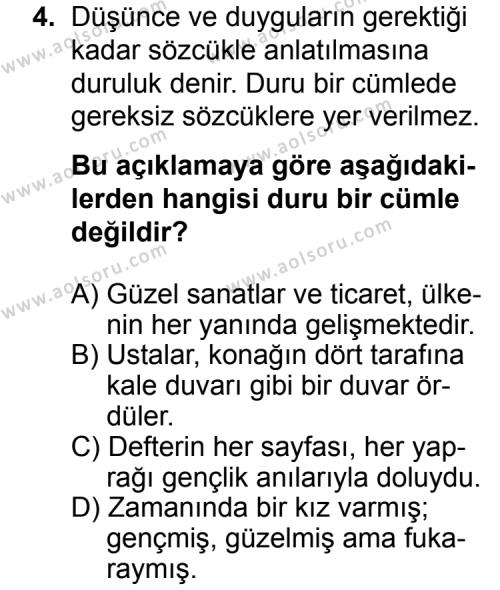 Türk Edebiyatı 1 Dersi 2015 - 2016 Yılı 2. Dönem Sınav Soruları 4. Soru